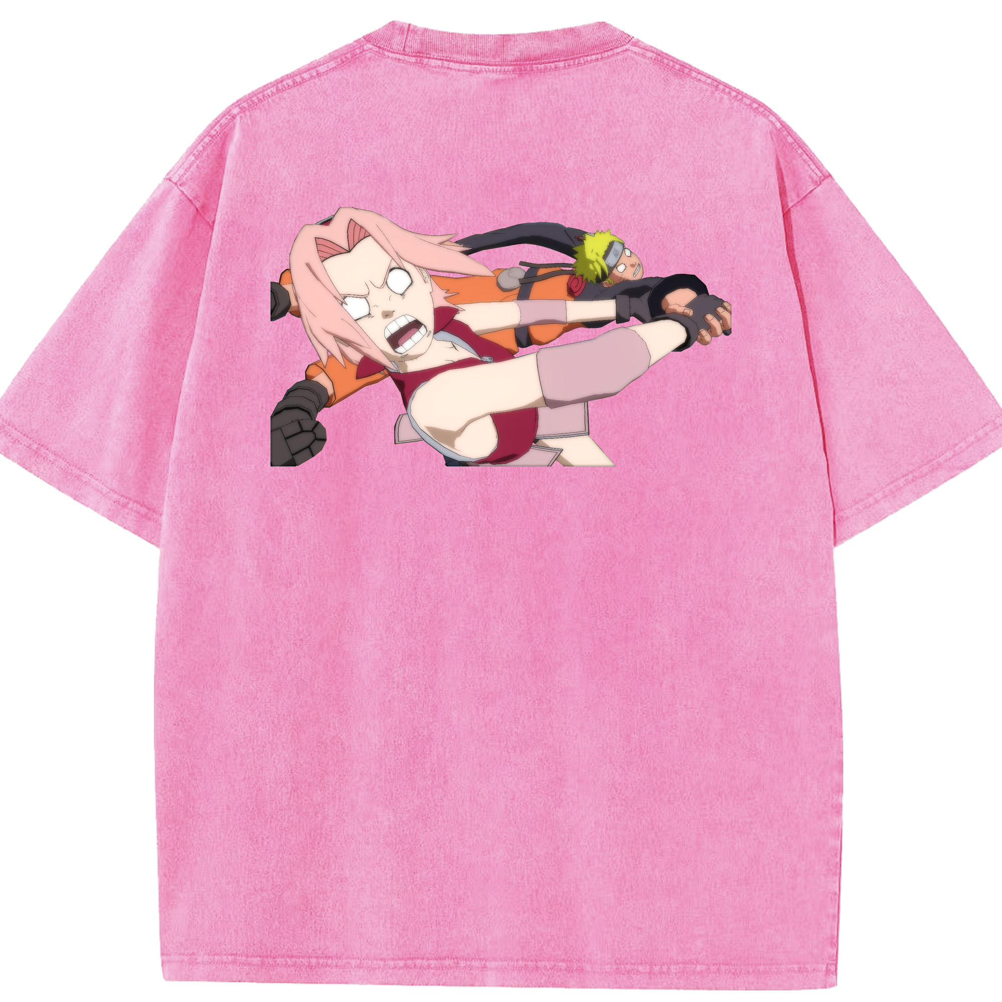 （画像用） NARUTO -ナルト- 春野サクラ Haruno Sakura 綿100% ヴィンテージ風 半袖Tシャツ（背面プリント）